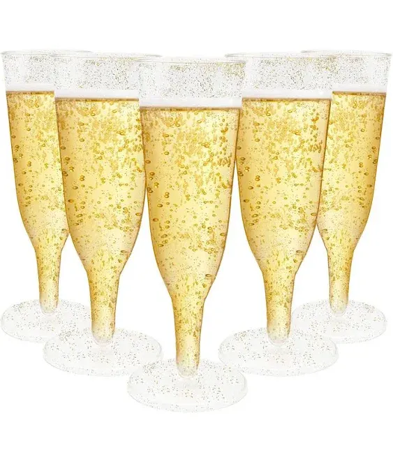 KBG 40 Pack 5 Oz Champagne Flutes Disposable,Plastic Champagne Flutes,Mimosa Bar Glasses，Transparent plastic champagne glass (40 Pack-3)