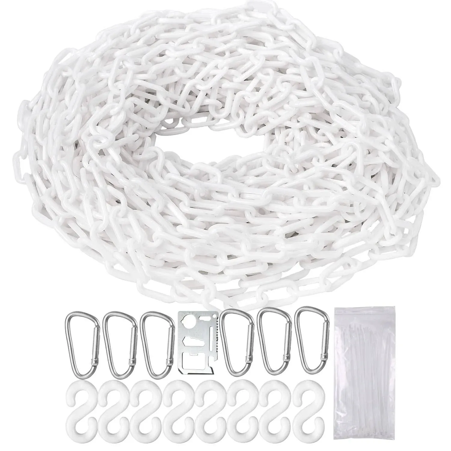 Plastic Chain Links Plastic Barrier Chain for Crowd Control Barriers Parking Barrier Safety Chain Plastic Halloween Chain, White, 65 32 50 feet