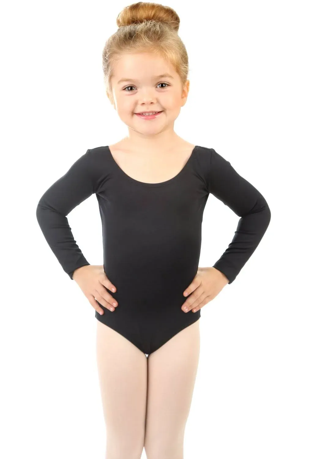 Elowel Girls Team Basics Long Sleeve Leotard Black Size2-4