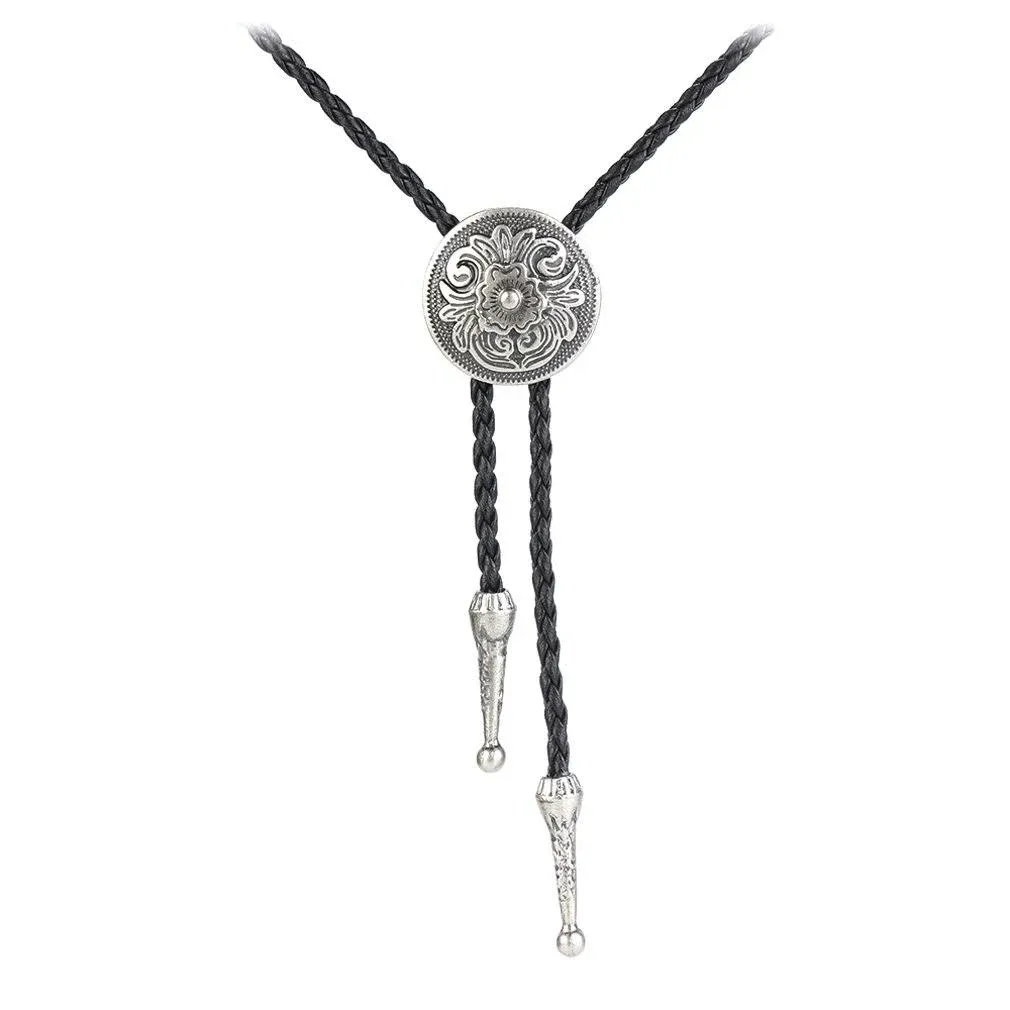 Gelconnie Native American Bolo Tie Rodeo Cowboy Leather Necktie Western Necklace