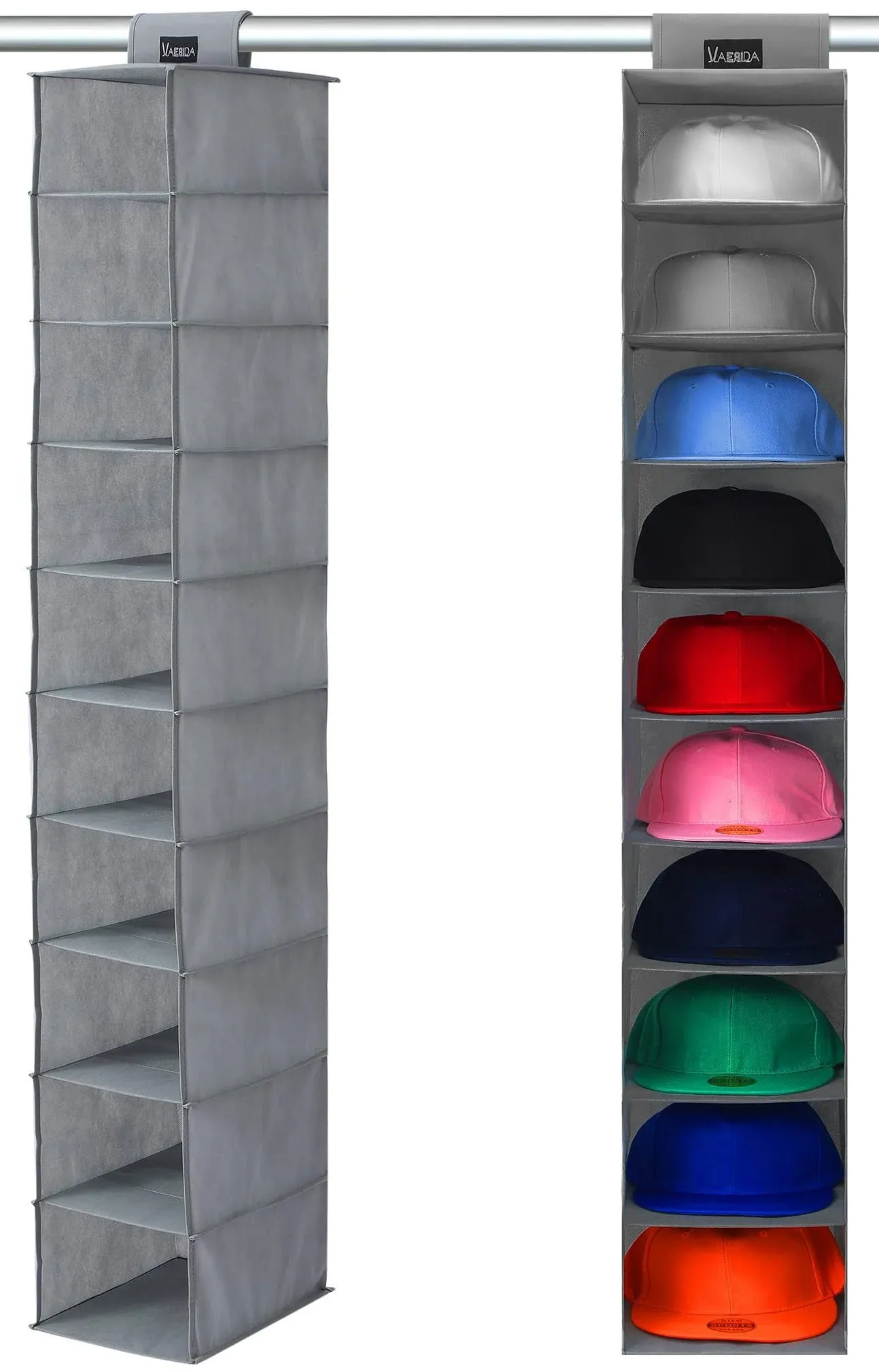  10 Shelf Hat Rack Hanging Closet/Organiz<wbr/>er for Storage - Best Baseball Cap 