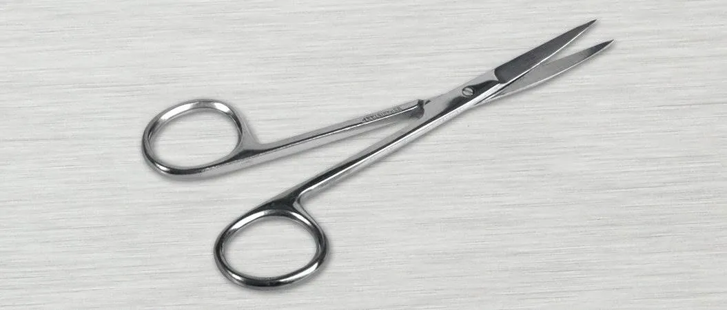 Medline DYNJ04050 Straight Iris Scissor, Sterile, 4.5" Length, Pack of 50