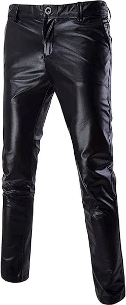 ZEROYAA Mens Night Club Metallic Gold Suit Pants/Straight Leg Trousers