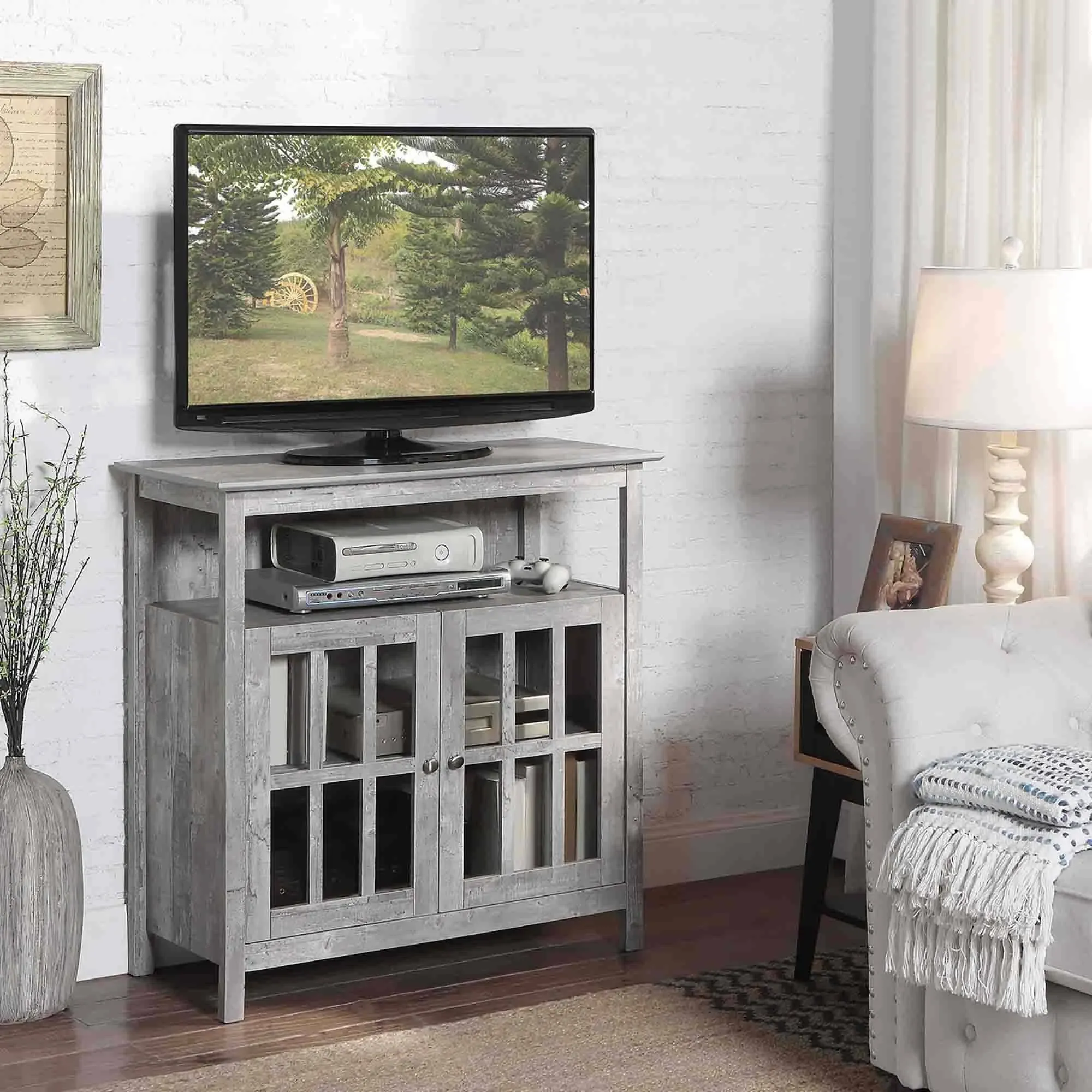 Convenience Concepts Big Sur Highboy TV Stand with Storage Cabinets