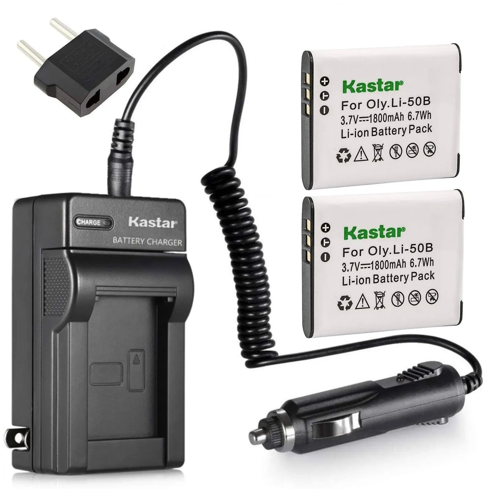 Kastar 2x Battery + Charger for Olympus Li-50b Li-50C & Xz-1 SZ-30MR Sz-10 Sz-11 Sz-20 SP800UZ Stylus Tough-6020 Tough-8010 Tough-6000 Tough-8000 Toug