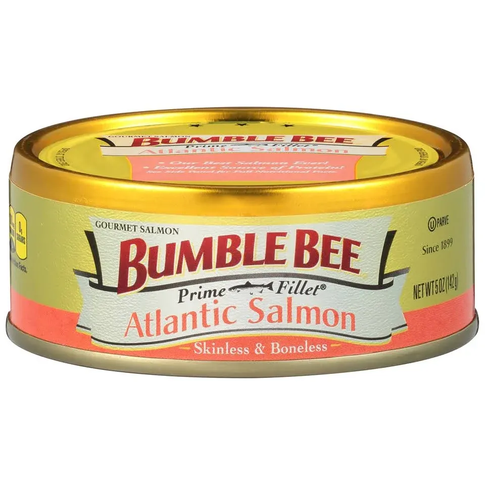 Bumble Bee Prime Atlantic Salmon, 5 oz Can - Premium Salmon - 24g Protein per Serving - Gluten Free & Kosher