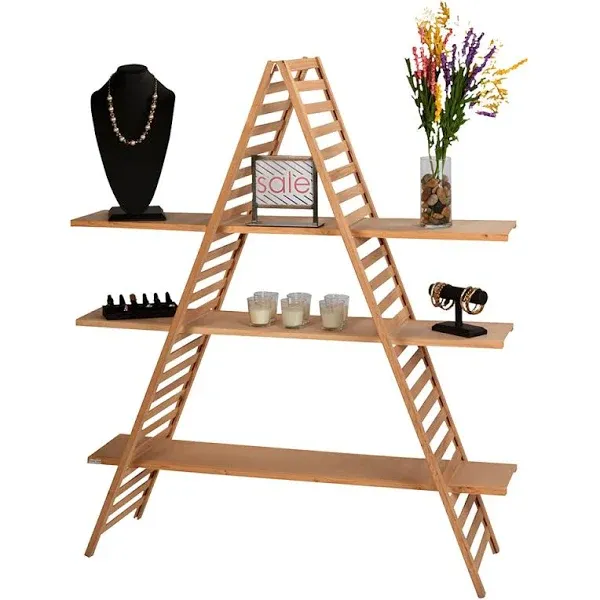 SSWBasics A-Frame Shelf - Wooden A-Frame Ladder Shelf for Display - Sleek and Sturdy A-Frame Bookshelf with Multiple Tiers - Elegant Design for Living Room, Bedroom, or Office