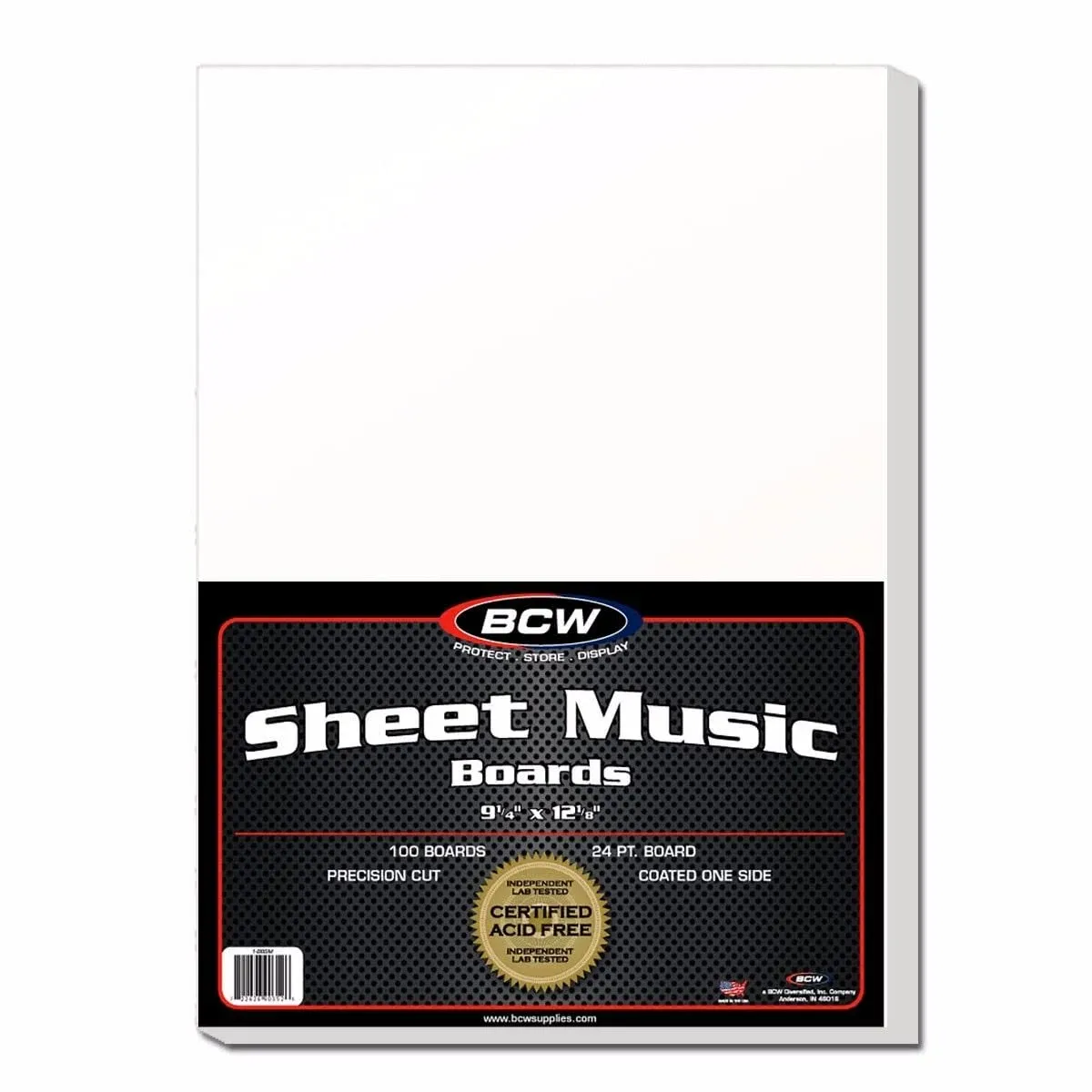 BCW Sheet Music Backing Boards | Certified Acid-Free | Heavy Cardstock | 9 1/4" x 12 1/8" | White | 100 Boards per Pack | Ideal for Protecting and Preserving Sheet Music