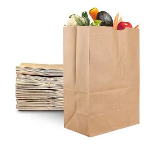 PrimeSaver Large Paper Grocery Bags, 12x7x17 Kraft Brown Heavy Duty Sack 57 lbs ...