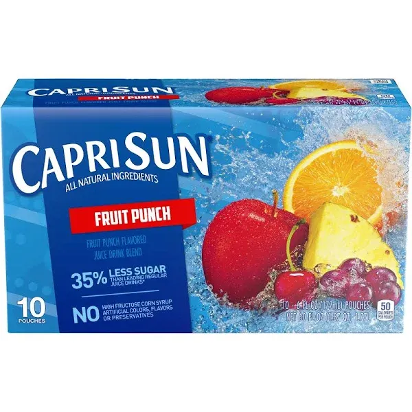 Capri Sun Juice Drink Blend, Fruit Punch - 10 pack, 6 fl oz pouches