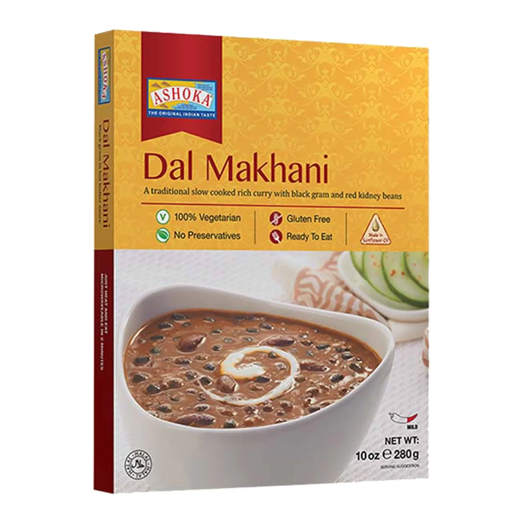 Ashoka Authentic Indian 1932, Vegetarian Beans Curry, Gluten-Free Ready to Heat Food, All Natural Everyday Dal Makhani, Great for Offices, Healthy Work Lunch, No Preservatives, Pack of 1