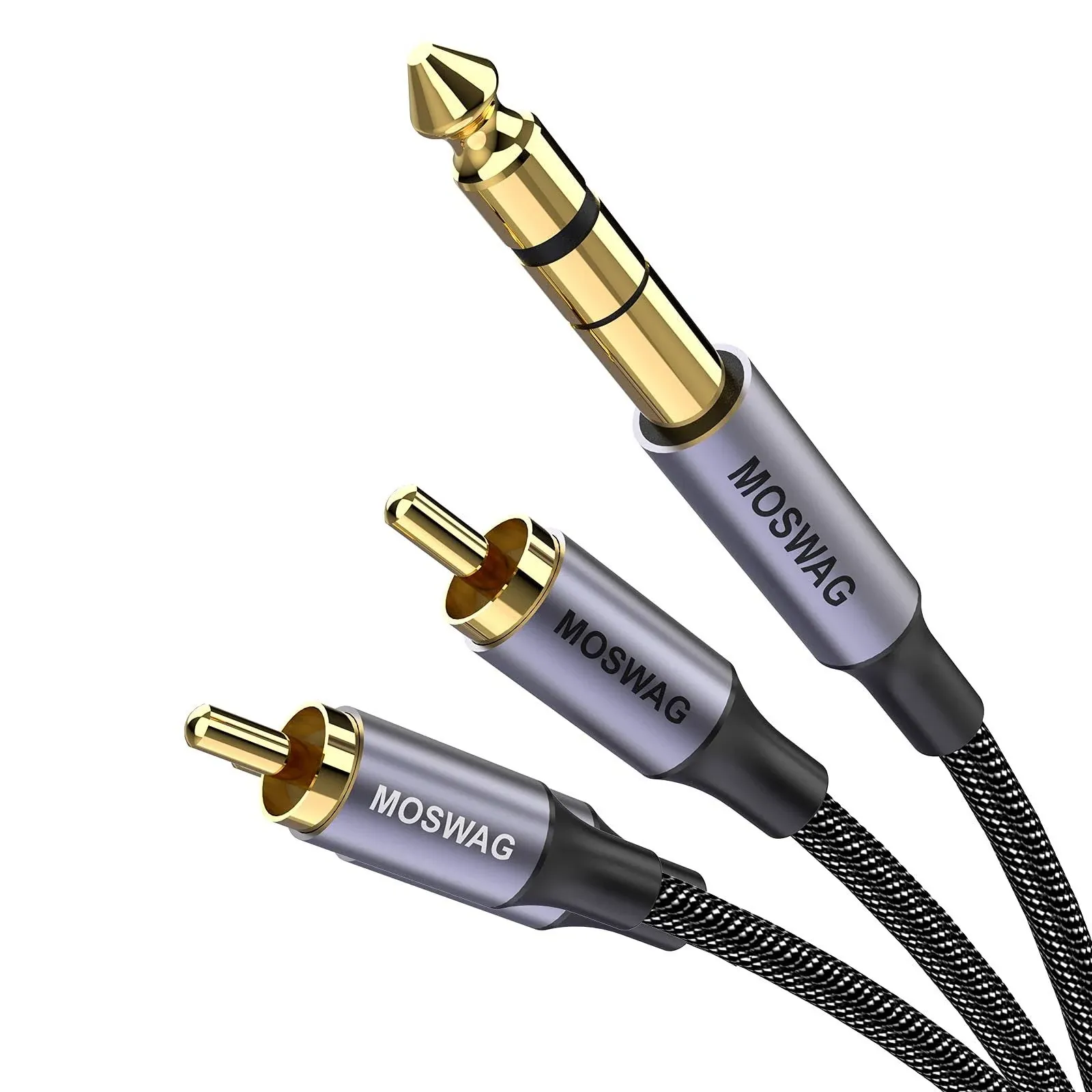 MOSWAG 1/4 inch TRS to Dual RCA Audio Cable,Gold Plated Copper Shell Heavy Duty 6.35mm 1/4 inch Male TRS to 2 RCA Male Stereo Audio Y Splitter Cable