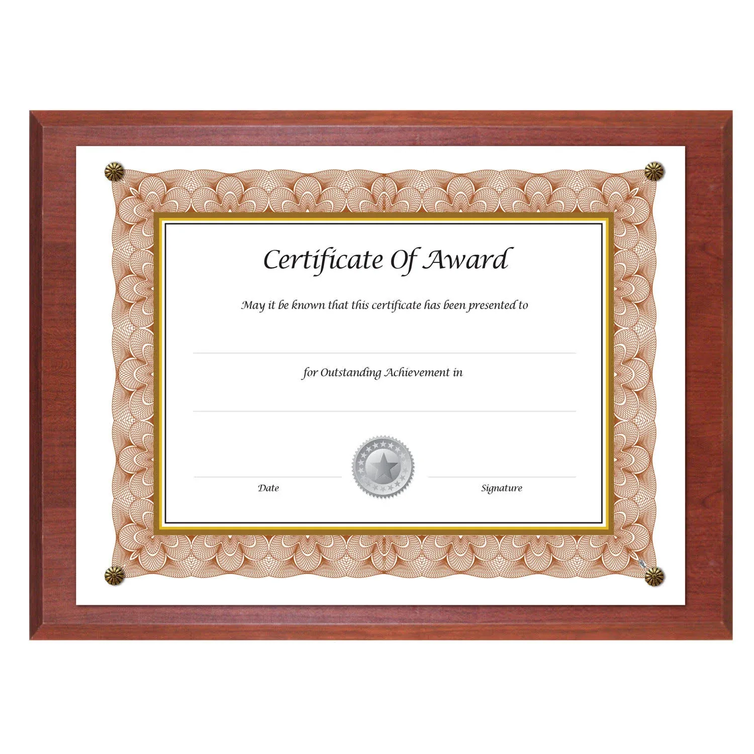 NuDell 13 x 10.50 in. Woodgrain Award-A-Plaque Frame - Mahogany