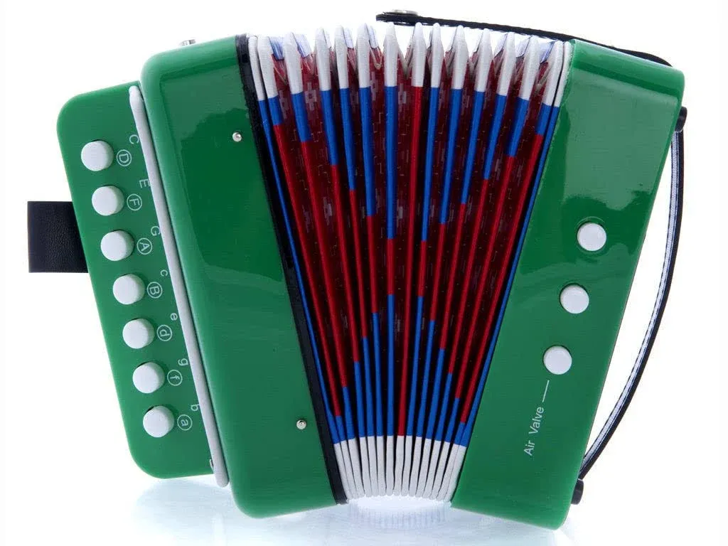 Kids Toy Accordion Green 7 Button 2 Bass Kid Music Instrument High Quality 