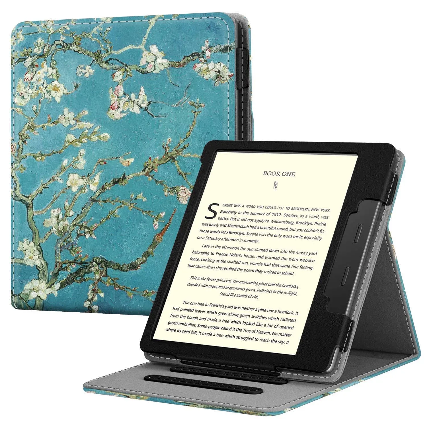 Fintie Flip Case for 7" Kindle Oasis (10th/9th Generation, 2019/2017 Release) - Multi Angle Hands Free Viewing Stand Cover with Auto Sleep Wake, Blossom