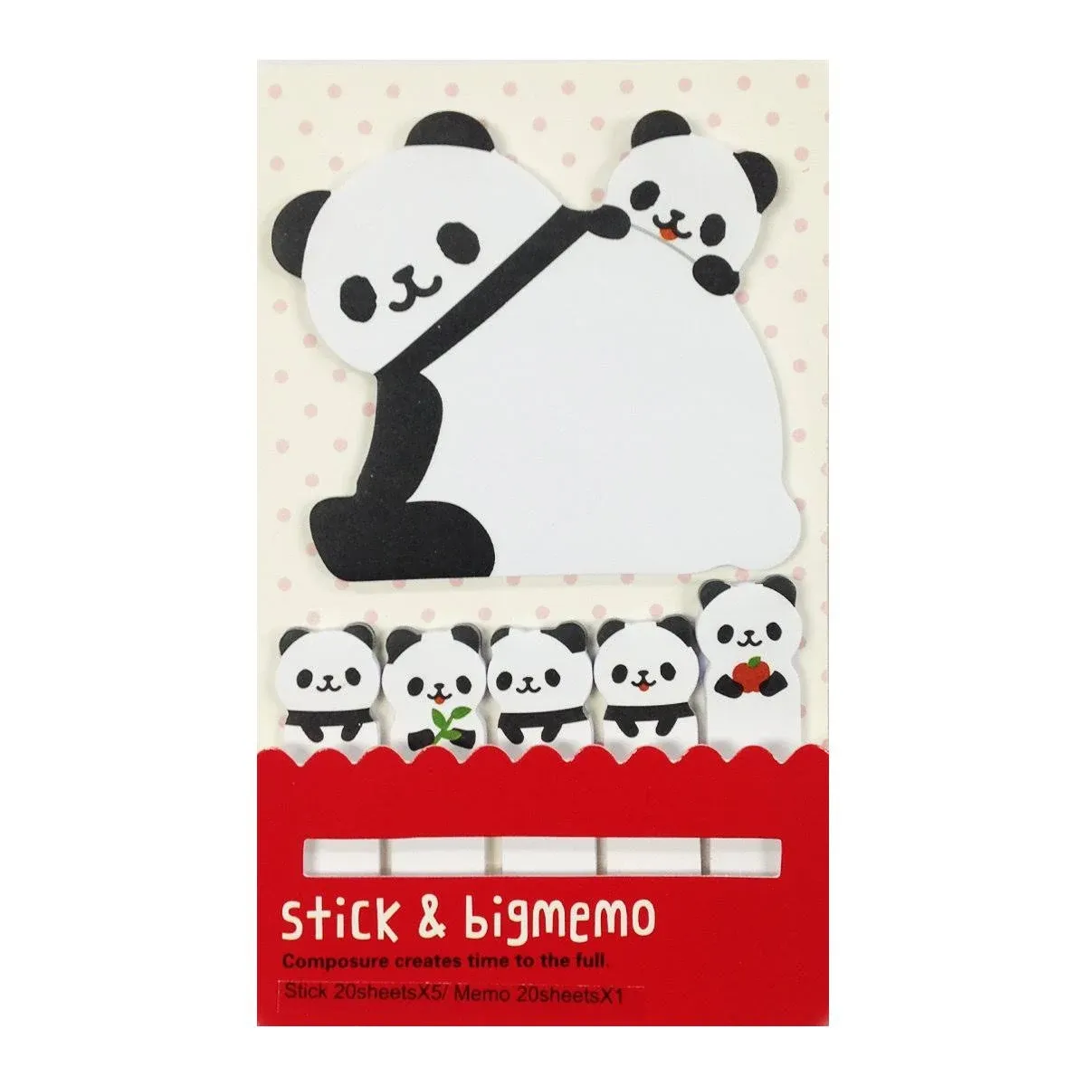 Wrapables Bookmark and Memo Sticky Notes, Panda & Cubs