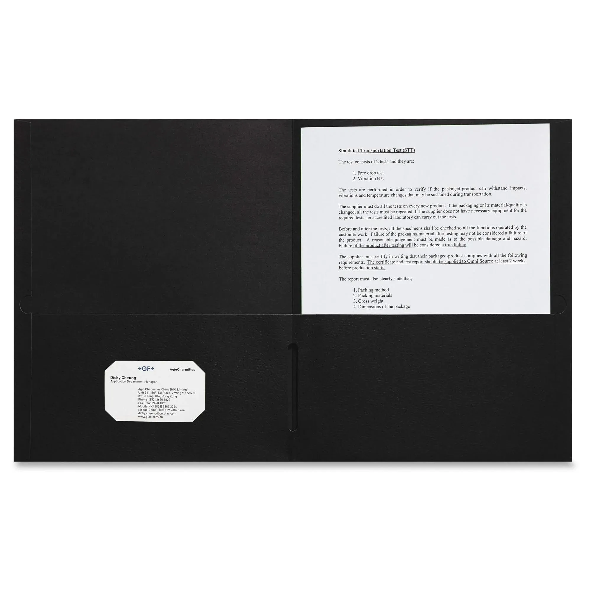 Sparco Letter Pocket Folder - 8 1/2" x 11" - 2 Internal Pocket(s) - Black - 25 / Box