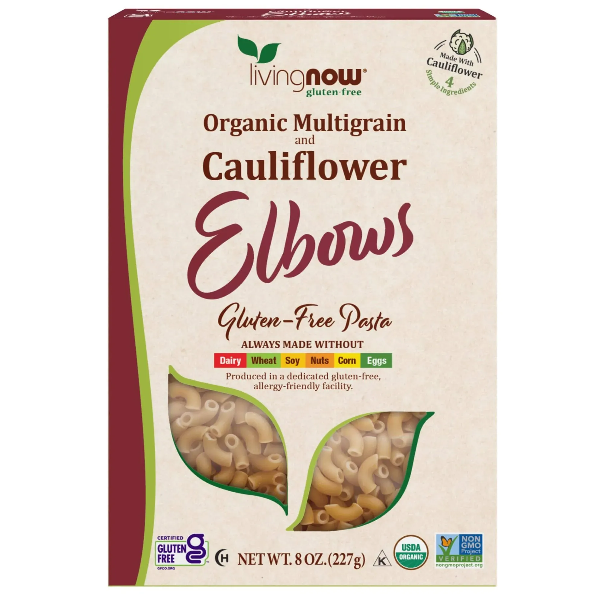 Now Foods Multigrain Cauliflower Elbows Gluten-Free Organic Pasta - 8 Oz