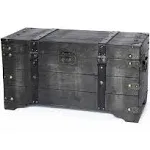 Distressed Black Medium Wooden Storage Trunk