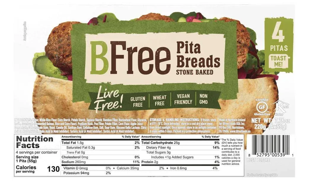 Bfree Gluten Free Stone-Baked Pita Bread