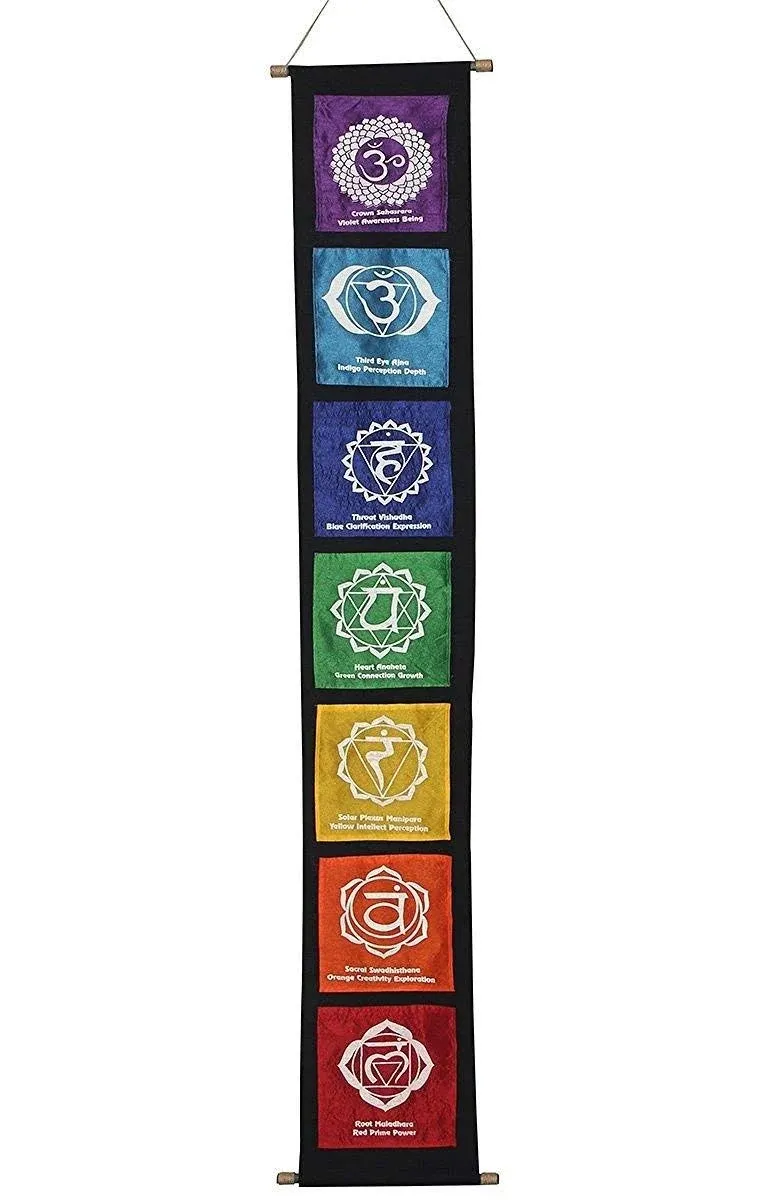 DharmaObjects Multi Cotton 7 Chakras Signs Banner Wall Decor Wall Hanging (Chakra 2)