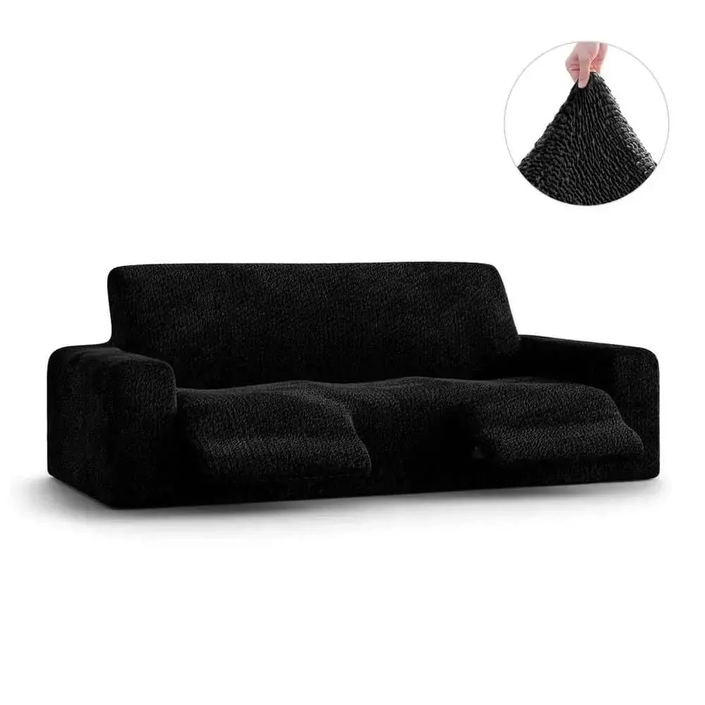 Stretch Recliner Sofa Slipcover - Soft to Touch & Easy to Clean - Velvet Collection PAULATO by GA.I.CO. Upholstery Color: Black