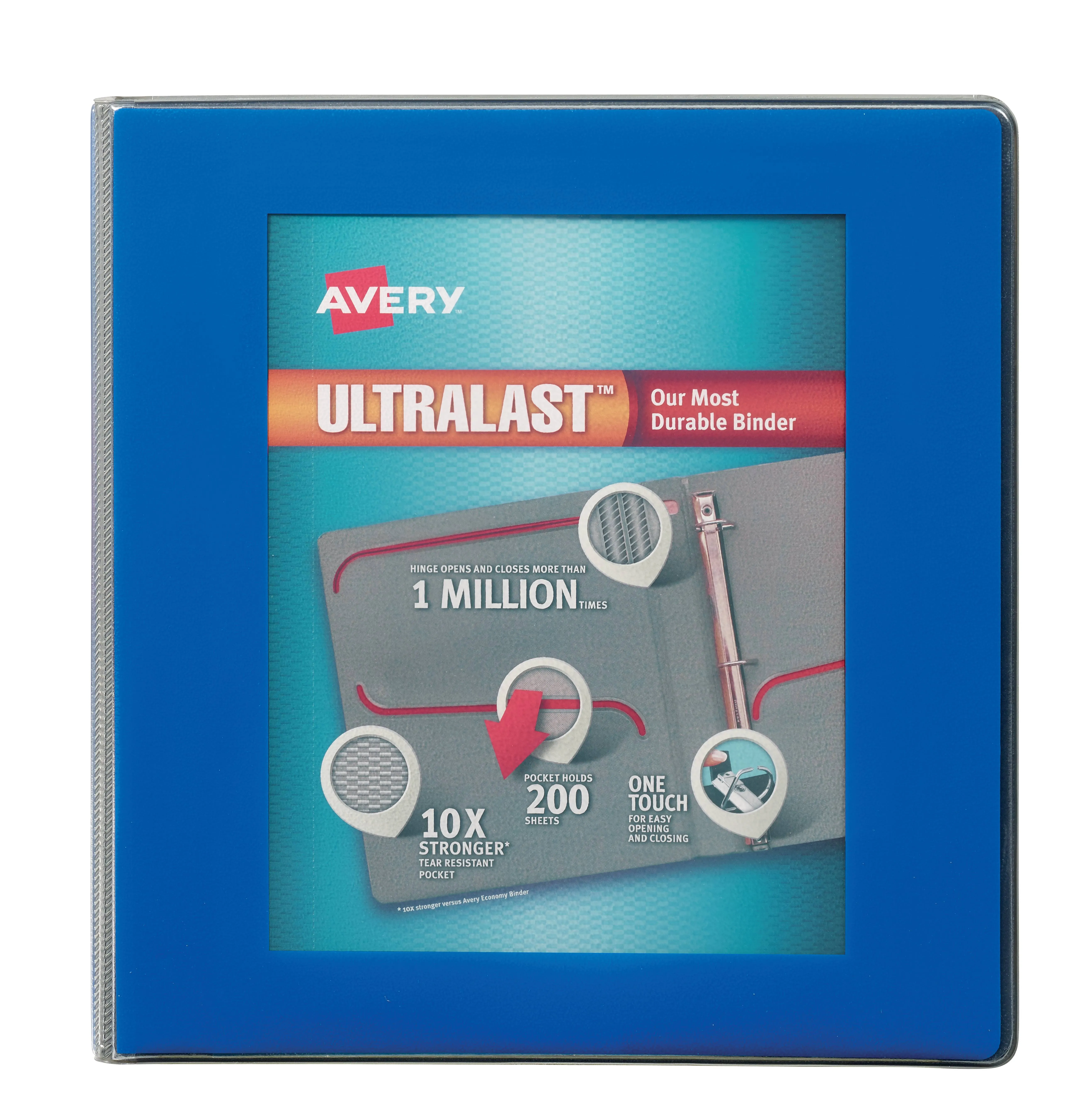 Avery Ultralast 3 Ring Binders, 1.5 Inch Slant Rings, 6 Blue Binders (79744)