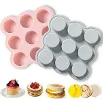 2-Pcs Air Fryer Muffin Pan, Reusable Silicone Air Fryer Baking Pan, Non-Stick Mini Cupcake Pan, Silicone Muffin Pan For Baking, Burger Bread Pan, Air Fryer Accessories, 9 Cavities