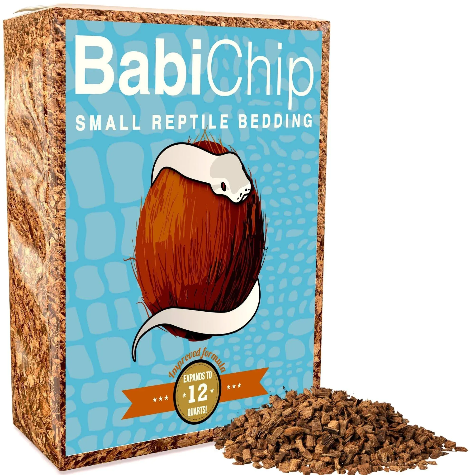 BabiChip Coconut Chip Substrate for Reptiles 12 Quart Loose Small Sized Coco Husk Chip Bedding for Ball Pythons