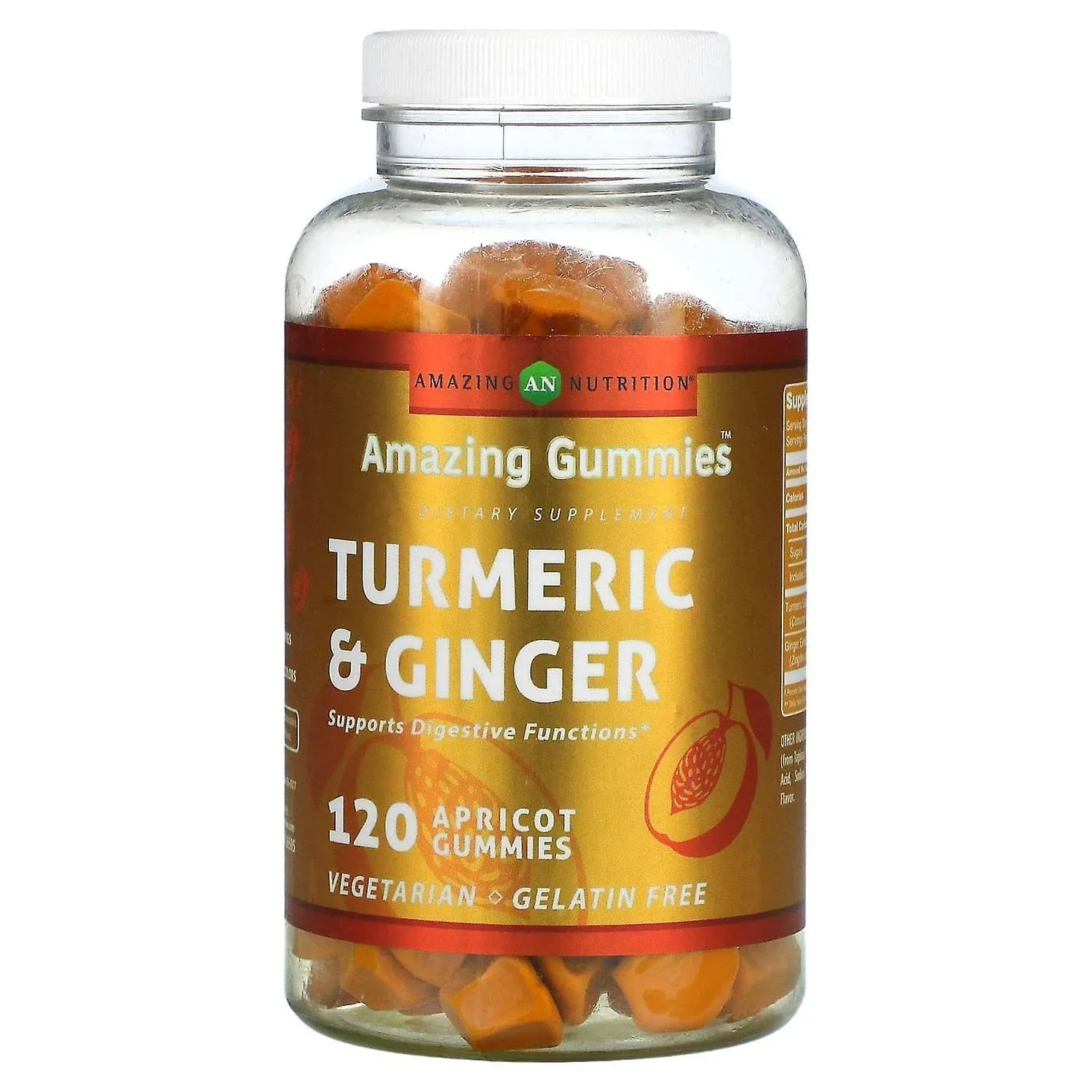 Amazing Gummies, Turmeric & Ginger, Apricot, 120 Gummies, Amazing Nutrition