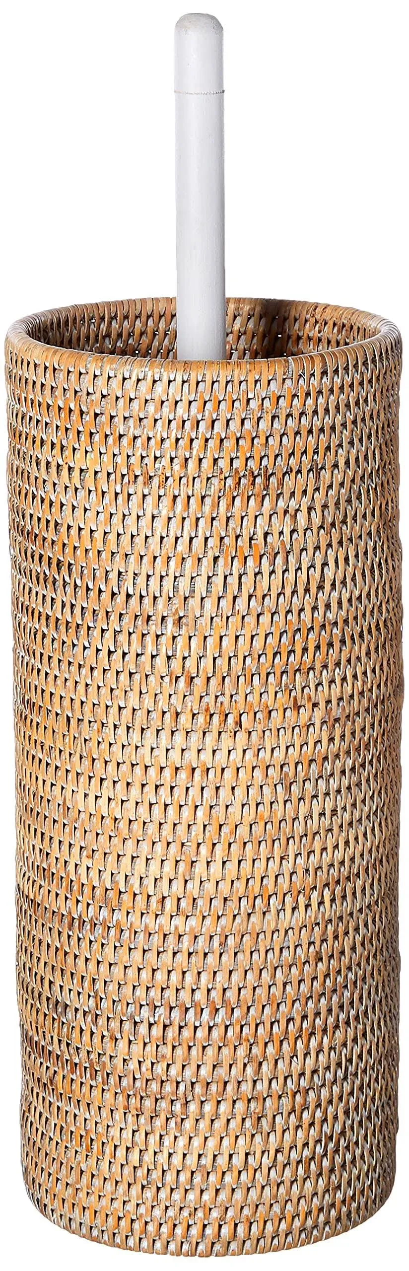 KOUBOO 3 Rolls La Jolla Hand Woven Rattan Toilet Roll Stand, Honey Brown, 17.145 x 17.145 x 52.07 cm