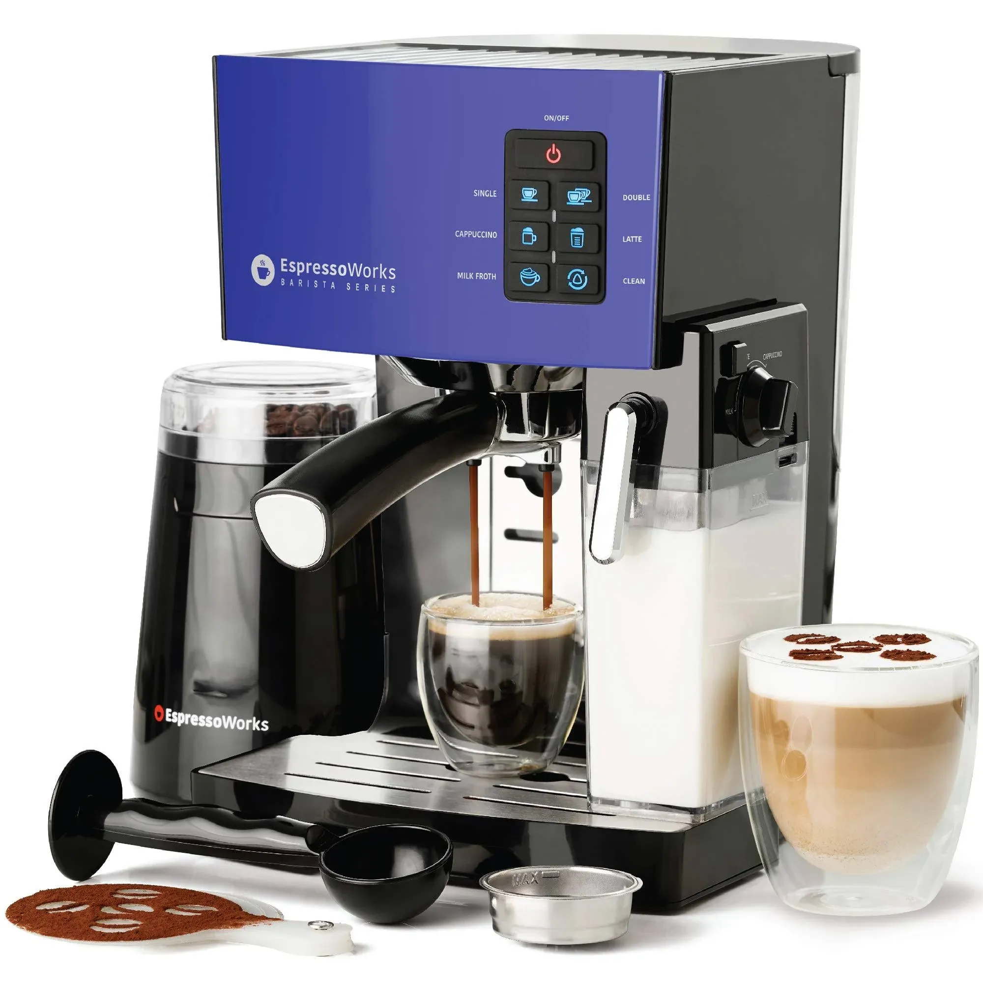 Espresso Machine, Latte &amp; Cappuccino Maker- 10 pc All-In-One Espresso Maker w...