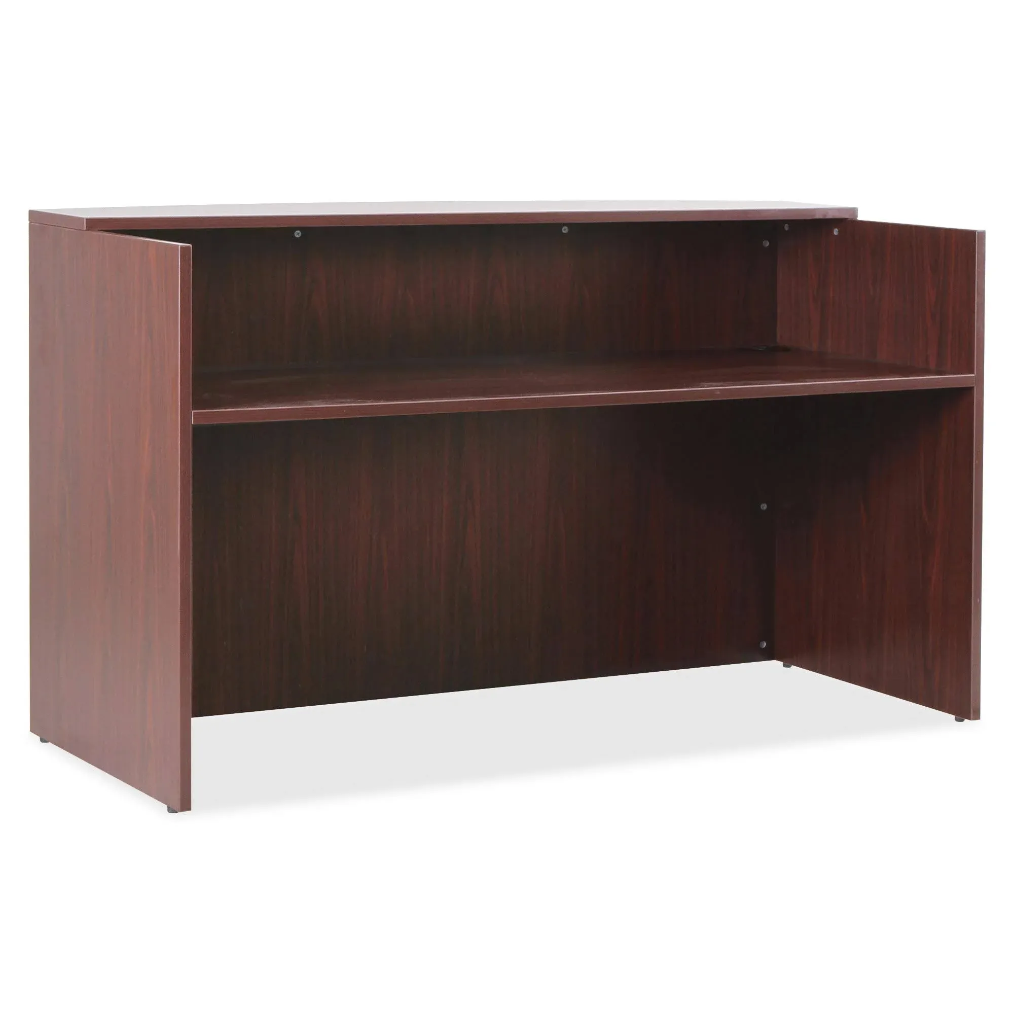 Lorell Essentials Series Mahogany Laminate Reception Desk