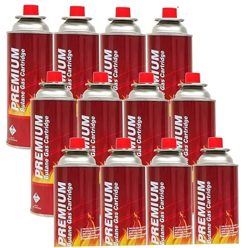 Pack of 12 Butane Fuel Cylinders| 8oz Butane Canisters for Portable Stove | Butane Torch Replacement Canisters