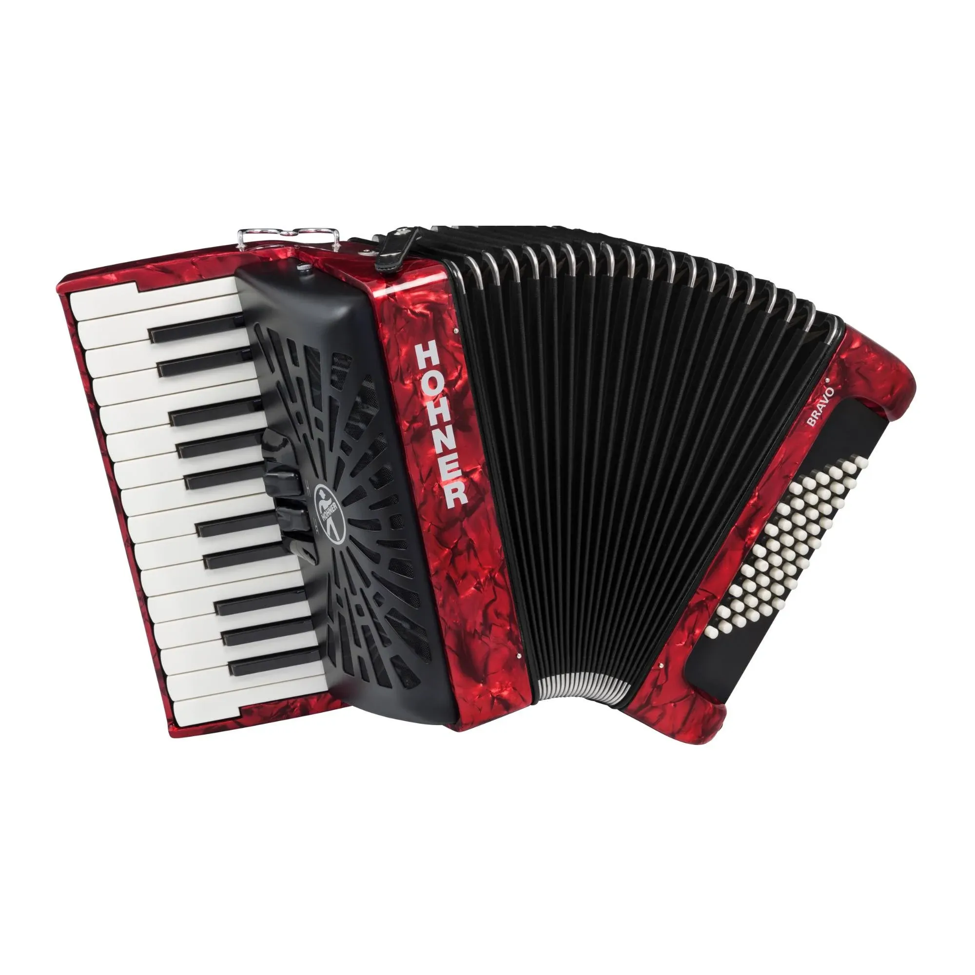 Hohner Bravo Ii 48 Chromatic Piano Key Accordion - Pearl Red