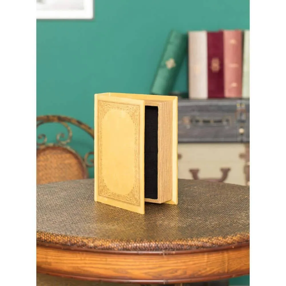 Decorative Vintage Book Shaped Trinket Storage Box - Yellow