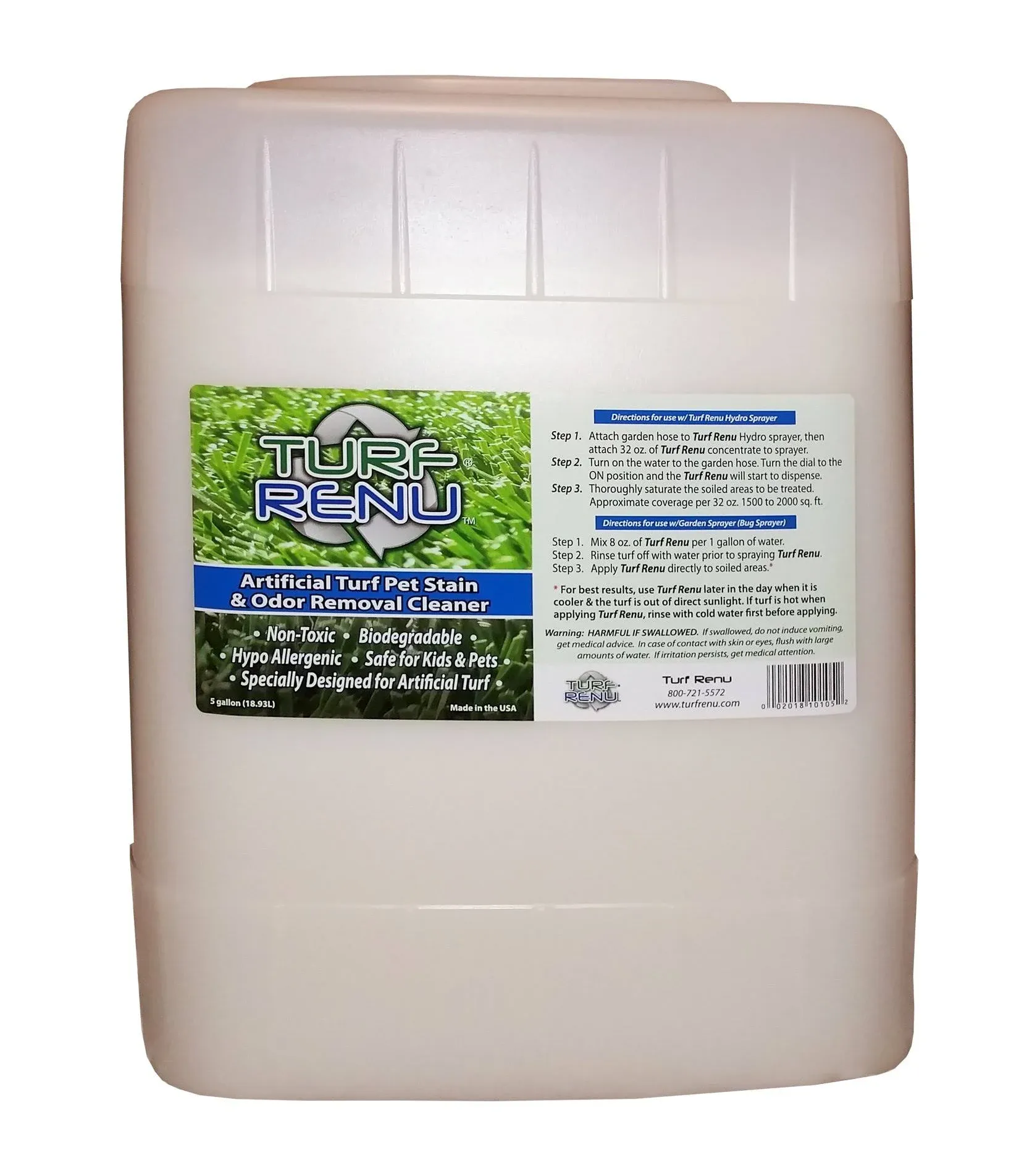 TURF RENU Tr10105 Bio-Enzymatic Cleaning Solution for Synthetic/Artificial Turf and Pet Odor Control, 5-Gallon