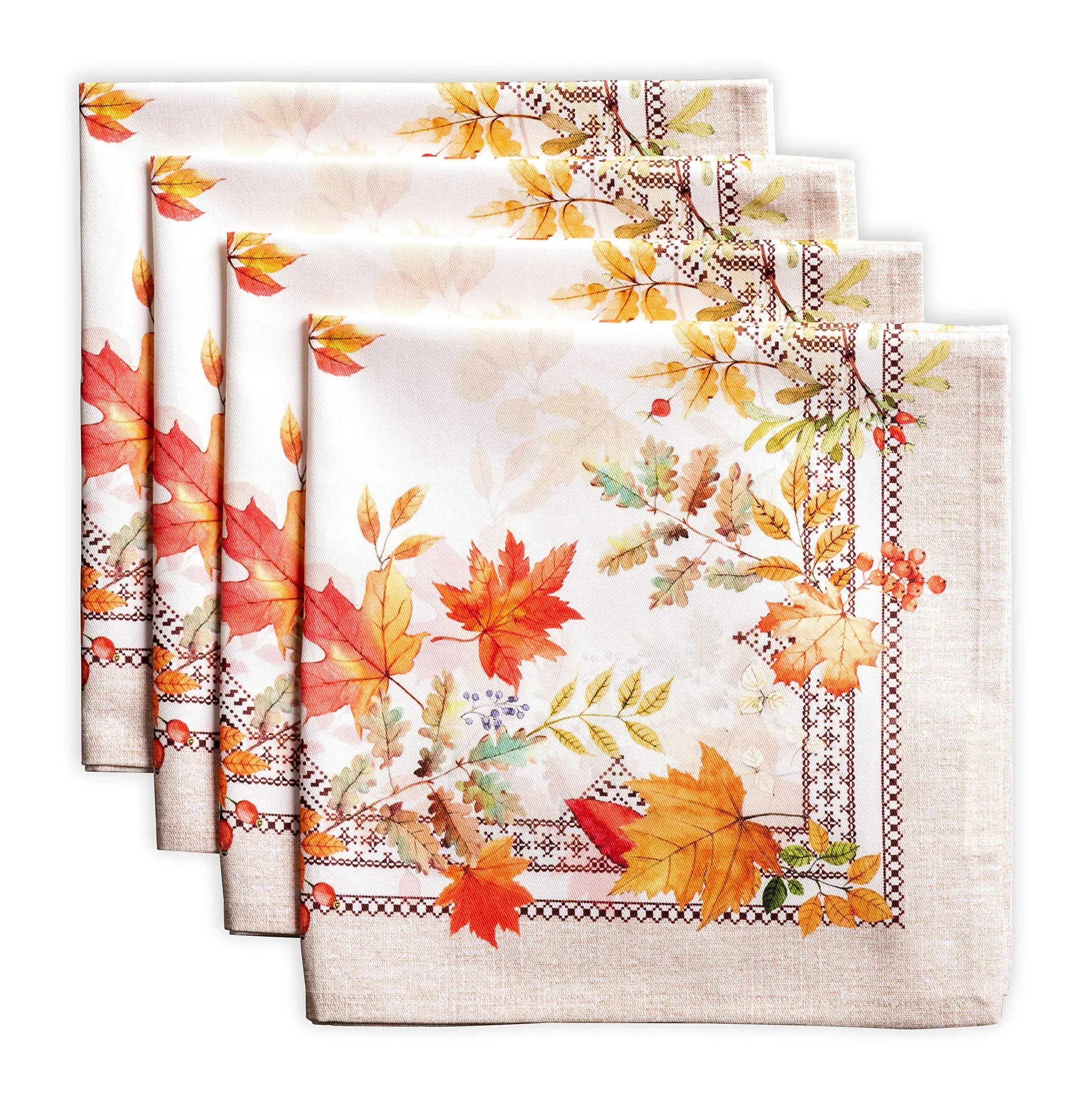 Maison d' Hermine Napkins 20"x20" 100% Cotton Decorative Washable Table Cloth Napkin for Gifts, Kitchen, Party, Wedding, Restaurant & Camping, Amarante - Thanksgiving/Christmas (Set of 4)