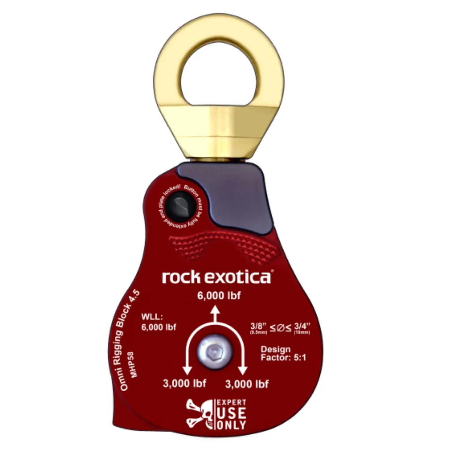 MHP58 Omni Rigging-Block 4.5″ ASME B30 riggging pulley by Rock Exotica