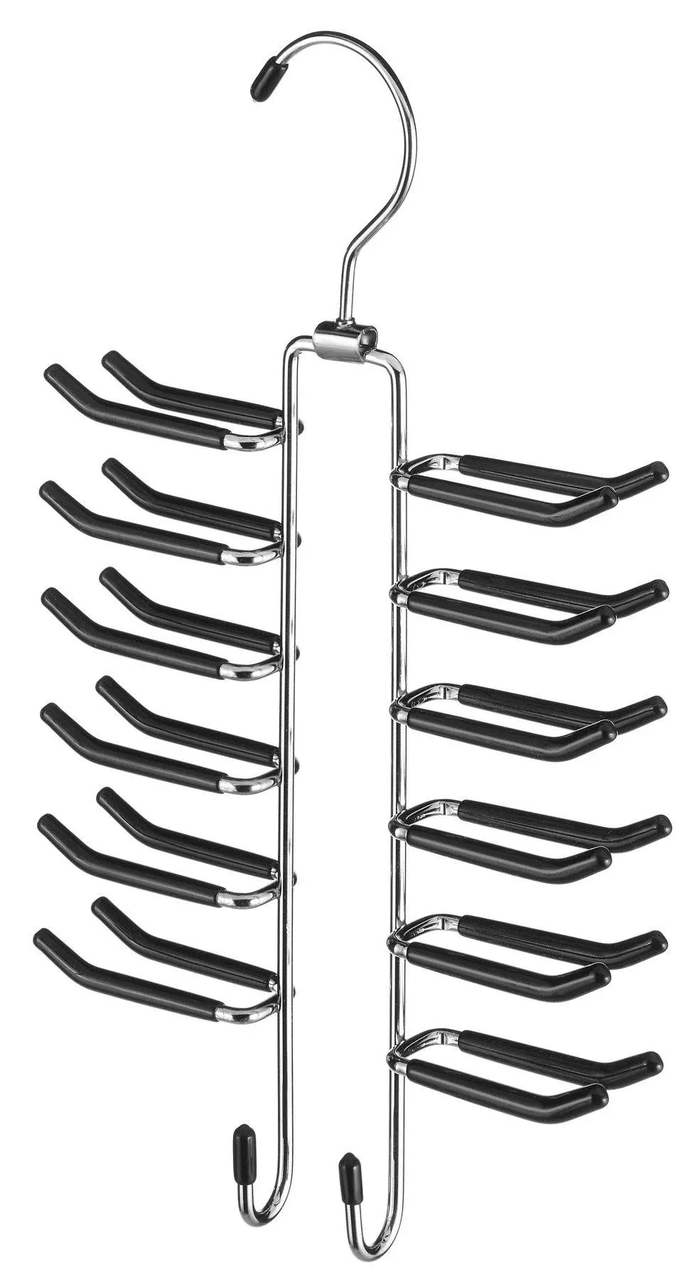 Whitmor Swivel Tie Hanger with Belt Loops Chrome / Black