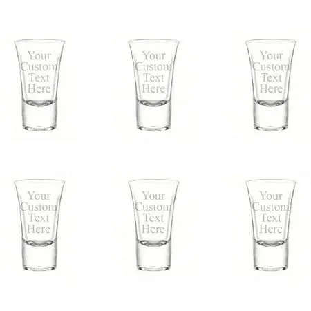 Personalized Set of 6 Custom Shot Glass Glasses 1.75oz Free Engraving Groomsmans