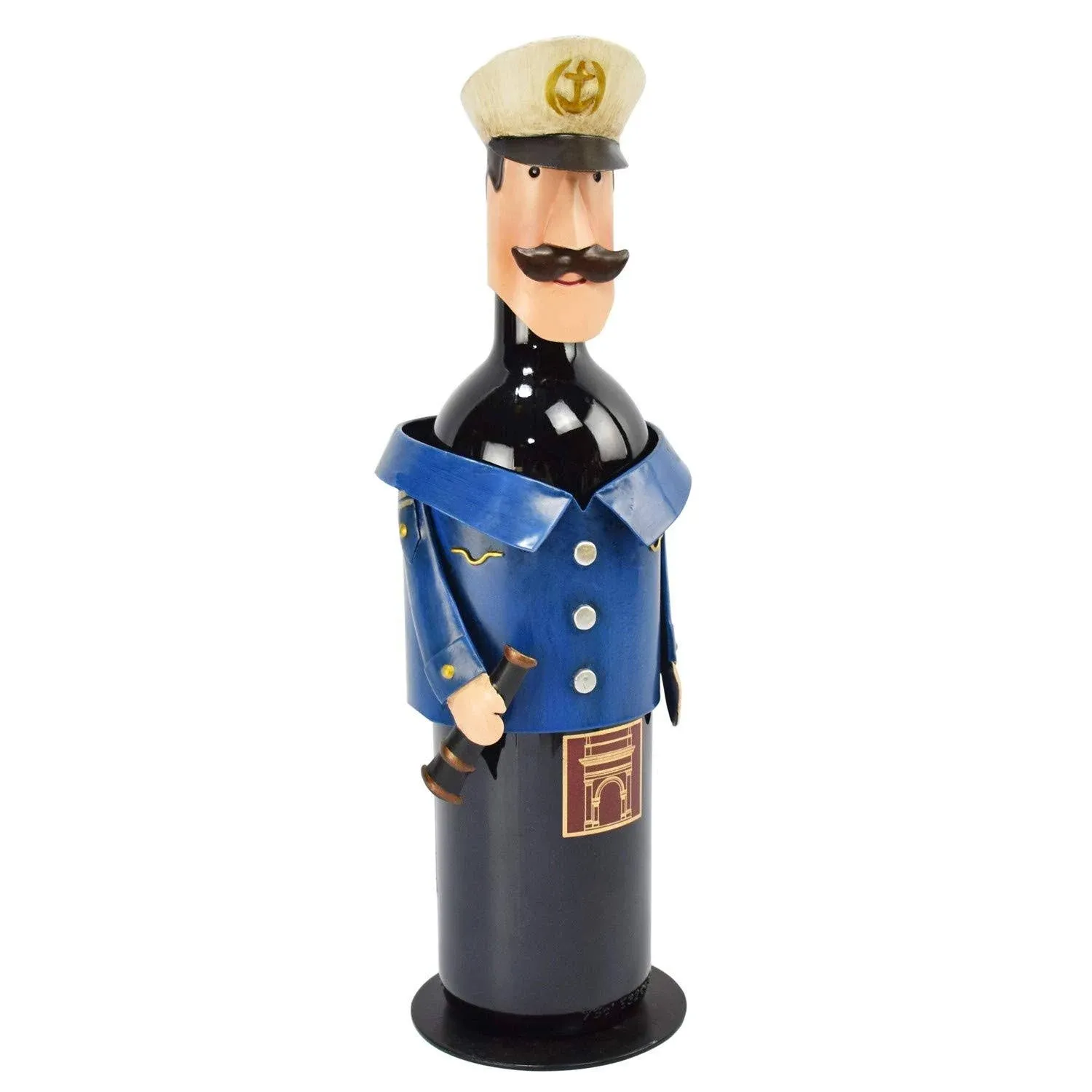 12.4&#034; METAL CAPTAIN WINE BOTTLE HOLDER  Beachcombers