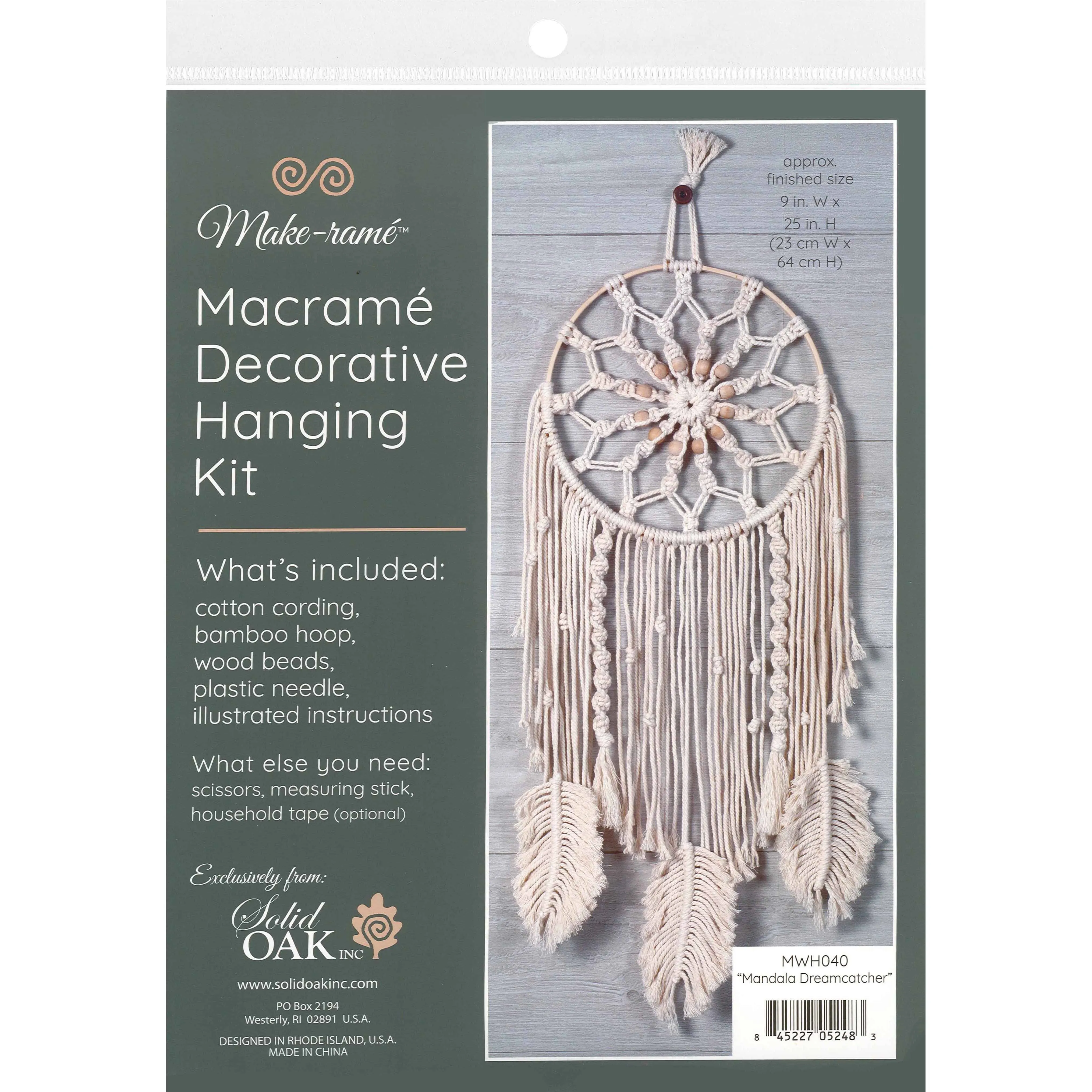 Solid Oak Macrame Decorative Hanging Kit-Mandala Dreamcatcher MWH040