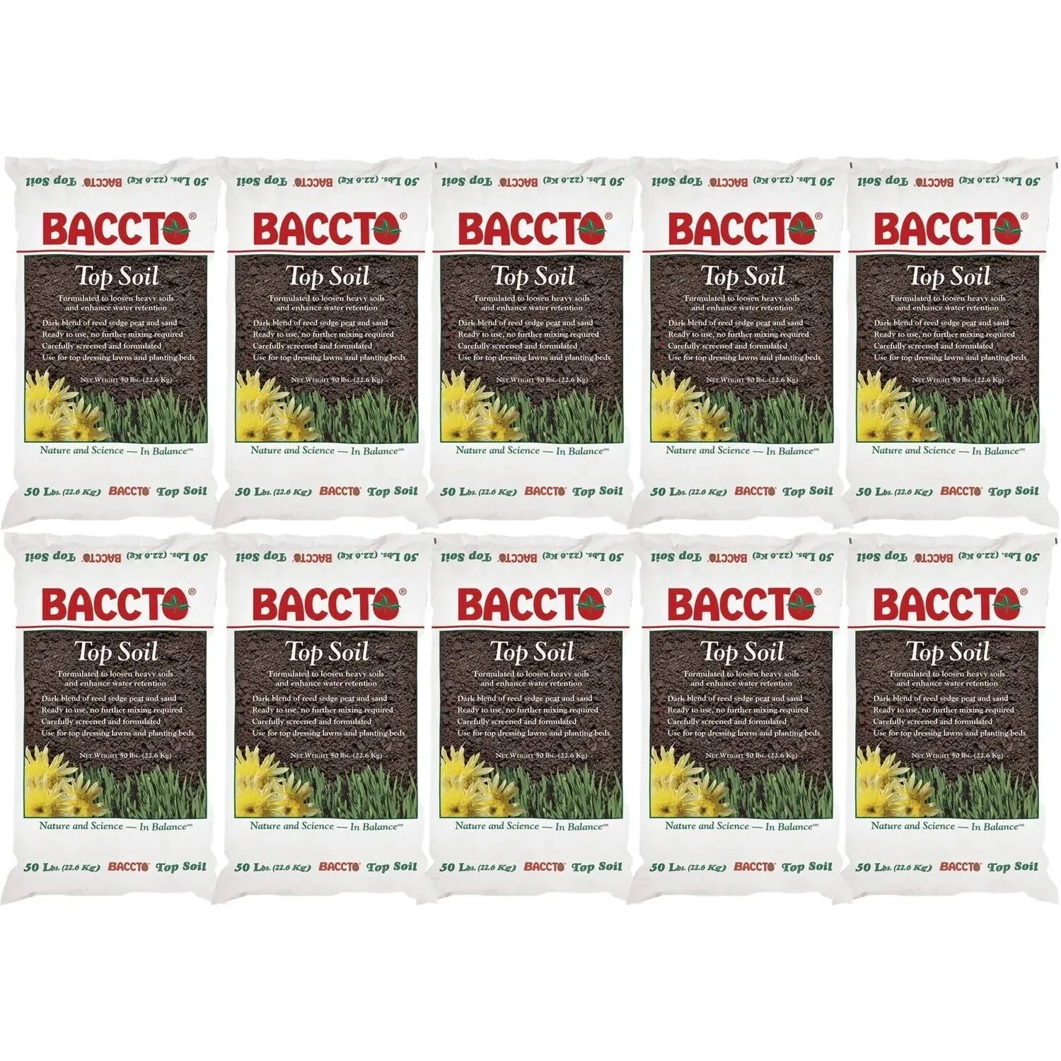 Michigan Peat Baccto Topsoil w/ Reed Sedge, Peat, and Sand, 50lbs (10 Pack)