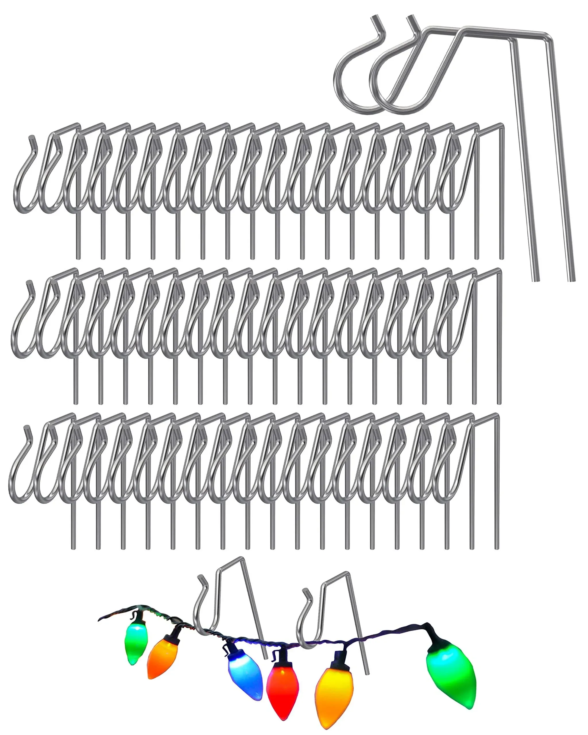 NACETURE 50 Pack Stainless Steel Christmas Light Hangers for Gutters with Gutter Guard, Heavy-Duty Metal Gutter Hooks