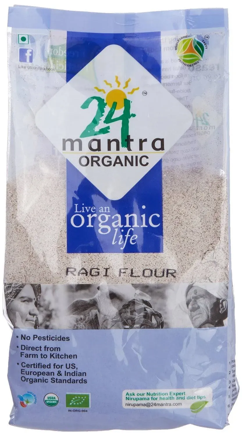 24 Mantra Organic Ragi Flour (Finger Millet Flour) - 4 lbs, Gray