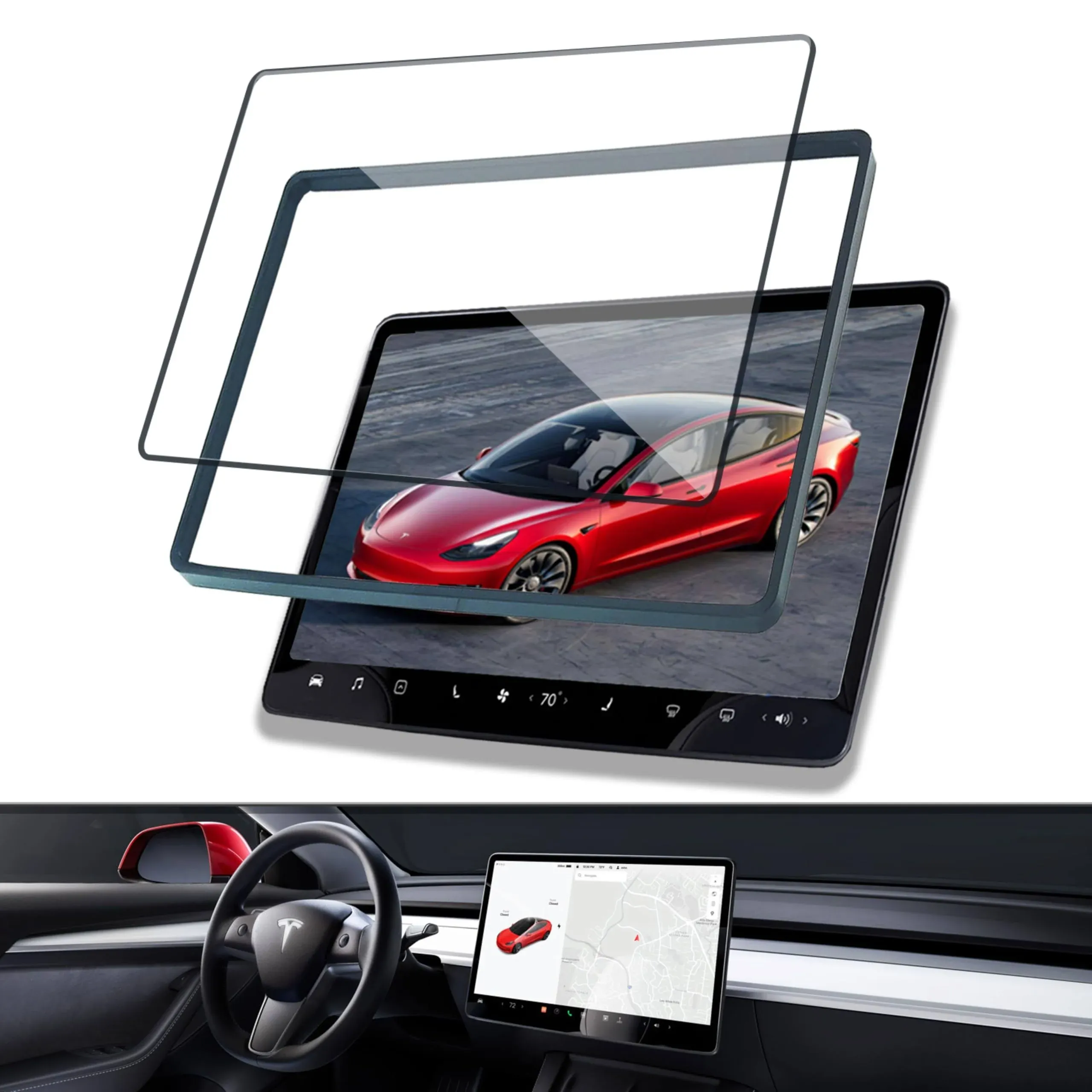 Tesla Model 3 Model Y Screen Protector 15inch Center Control Touch Screen Protector HD Tempered Glass Crystal Clean No Shattering 9H Hardness Tesla Accessories Premium