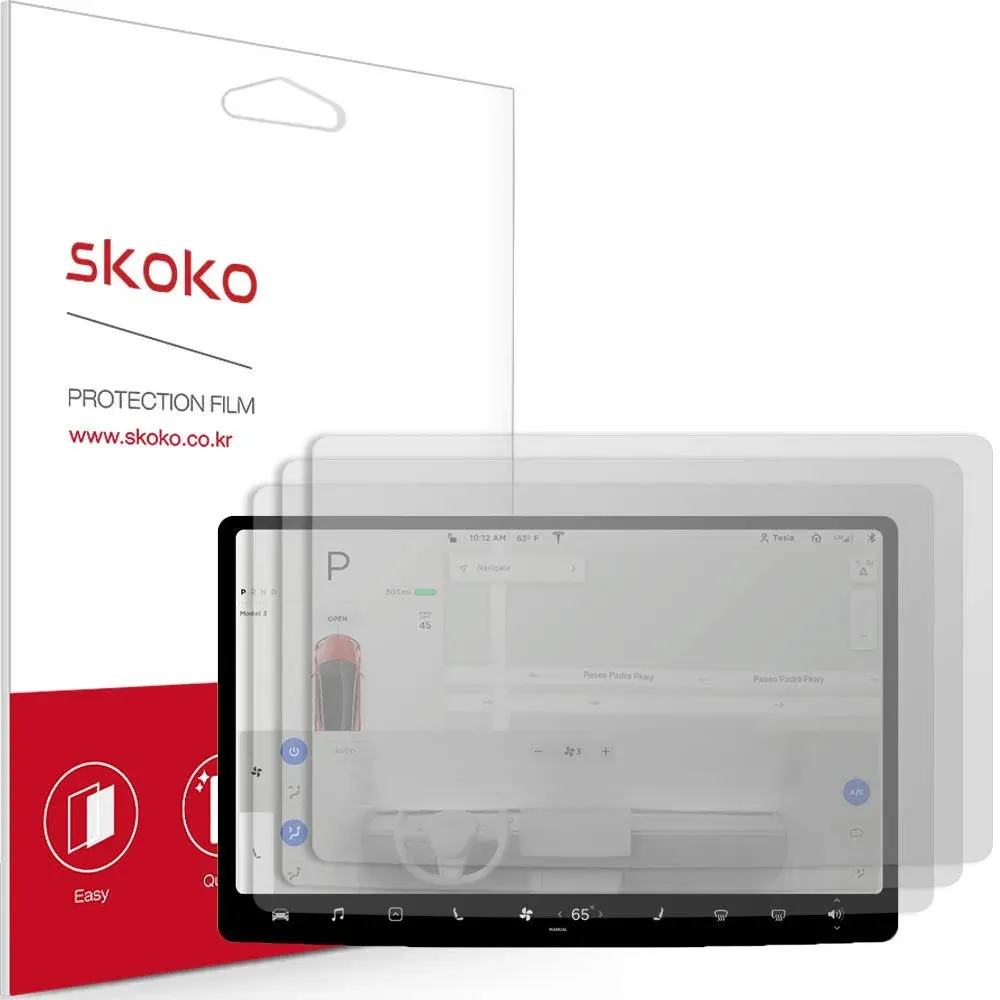 skoko 2 PCS Anti-Glare Center Screen Protector Compatible with Tesla Model 3 / Model Y, Easy installation, Anti-Glare Matte, Anti Fingerprints, Soft Feeling