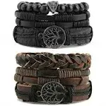 HZMAN Genuine Leather Tree of life Bracelets Men Women Tiger Eye Natural Stone Lava Rock Beads Ethnic Tribal Elastic Bracelets Wristbands