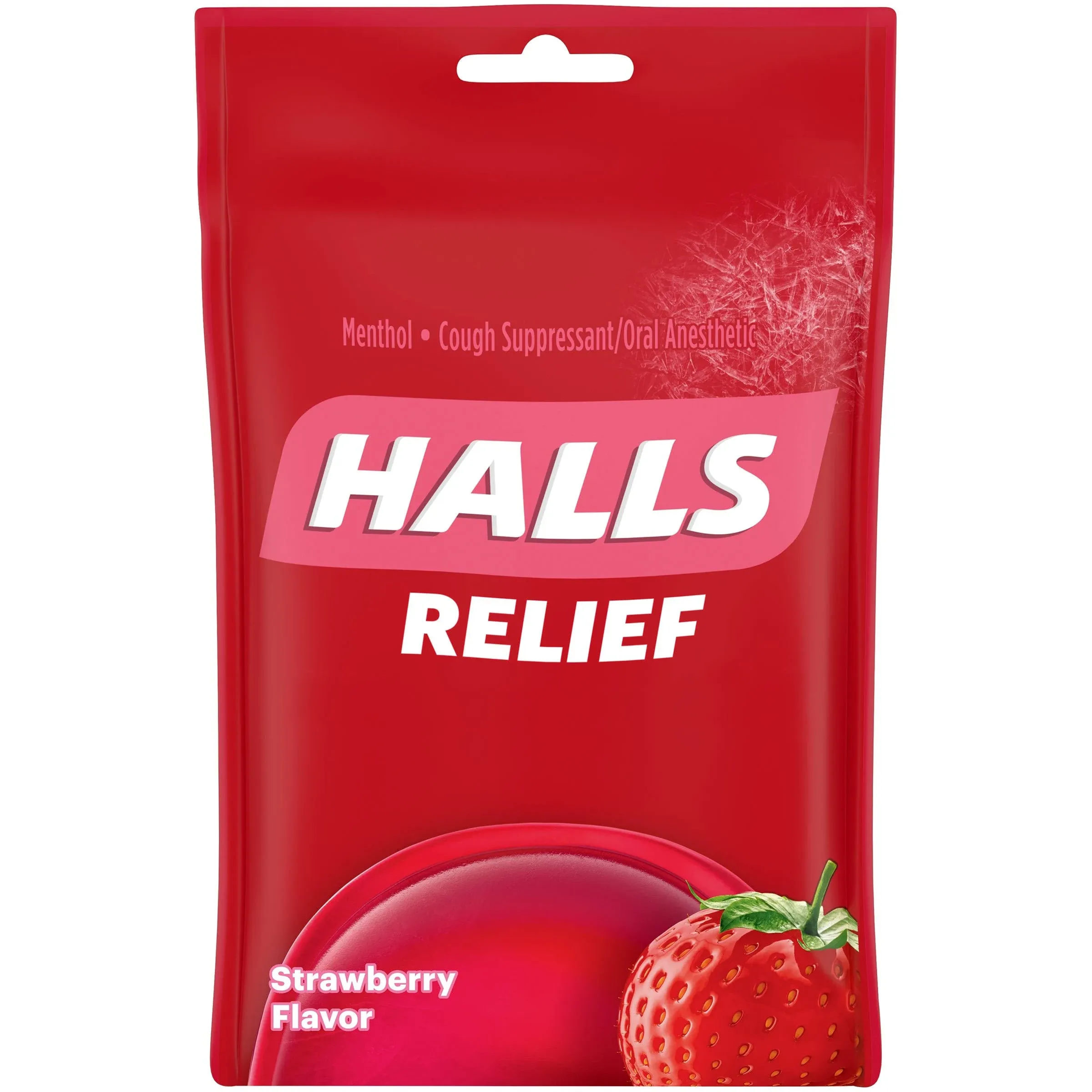 HALLS Relief Strawberry Flavor Cough Drops 30ct  Exp 01/24